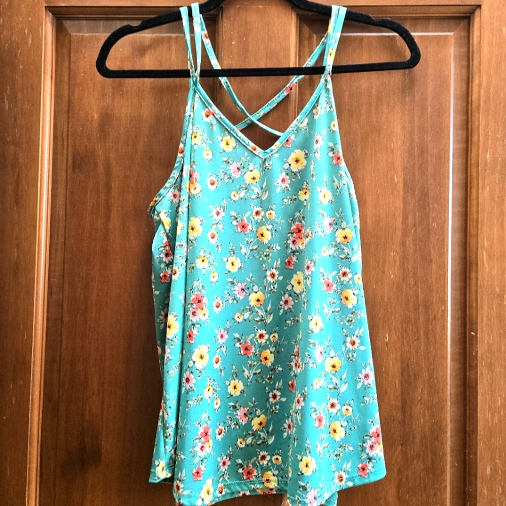 Floral Green Strappy Women's Top